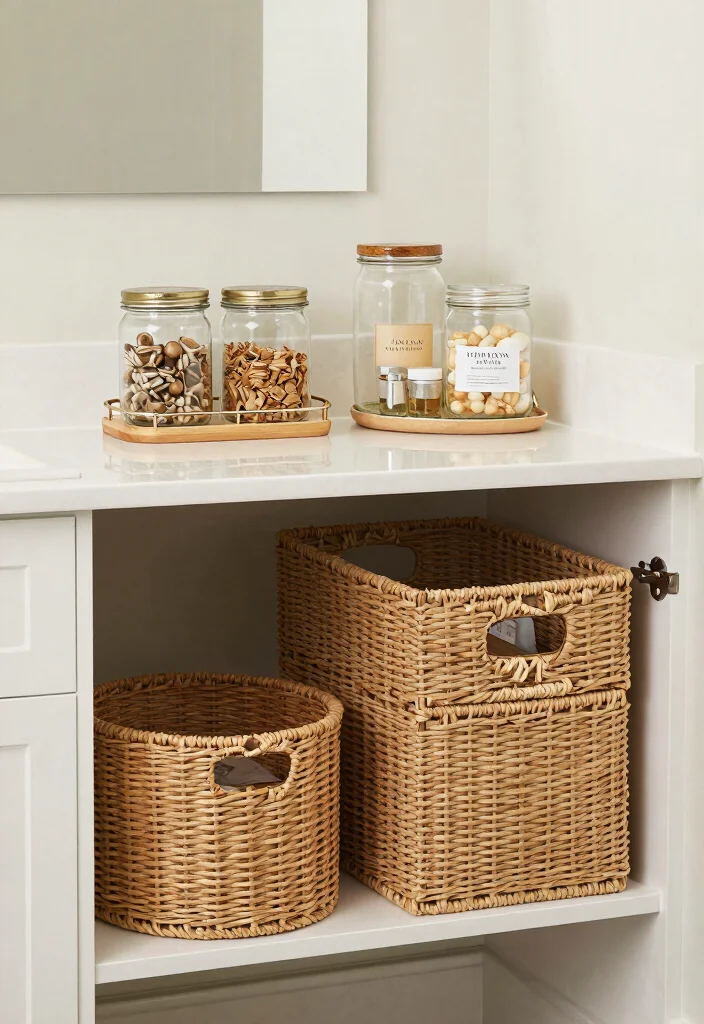 14 Aesthetic Bathroom Decor Ideas with Soft Modern Vibes 8. Beautifully Organized Spaces 0