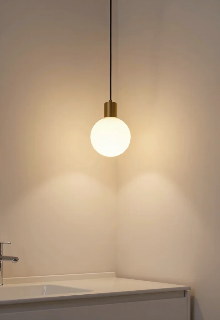 14 Aesthetic Bathroom Decor Ideas with Soft Modern Vibes 9. Statement Lighting 0