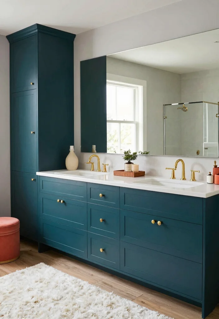 14 Bathroom Cabinet Color Ideas to Refresh the Space 2 14 Bathroom Cabinet Color Ideas to Refresh the Space 2. Deep Teal for Bold Elegance 0