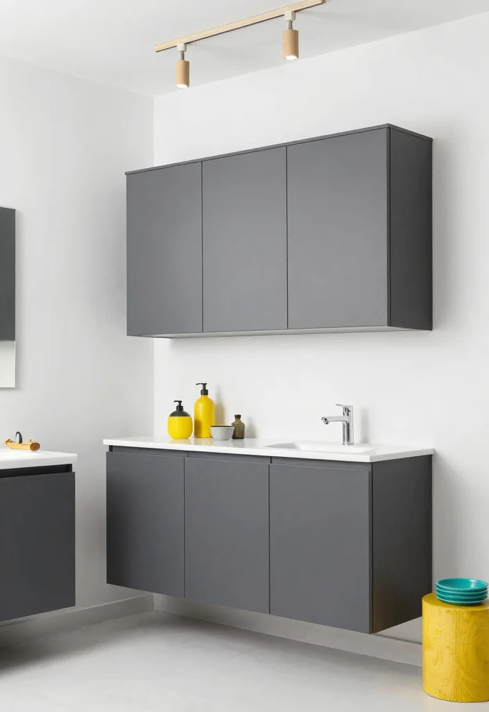 14 Bathroom Cabinet Color Ideas to Refresh the Space 36 14 Bathroom Cabinet Color Ideas to Refresh the Space 6. Charcoal Gray for Sophisticated Depth 0