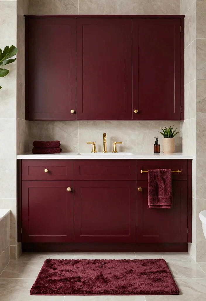 14 Bathroom Cabinet Color Ideas to Refresh the Space 48 14 Bathroom Cabinet Color Ideas to Refresh the Space 8. Rich Burgundy for a Touch of Luxury 0