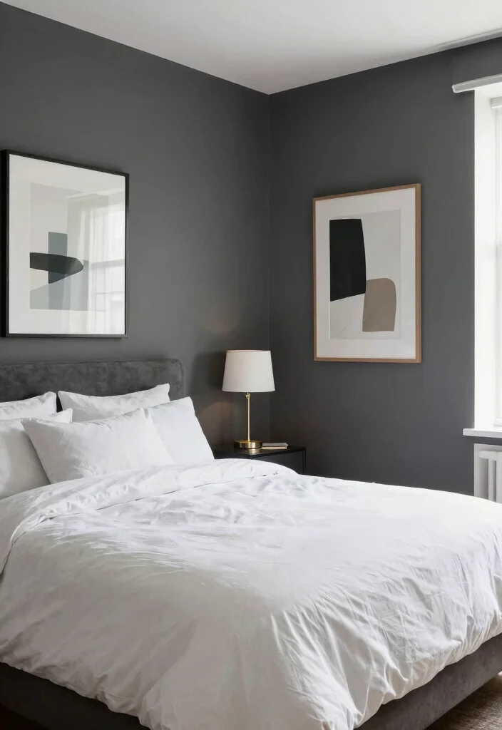 14 Bedroom Wall Color Paint Ideas to Set the Mood 10. Bold Charcoal for Dramatic Flair 0
