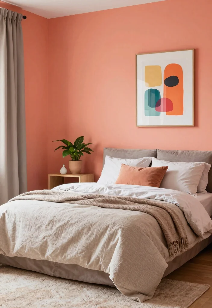 14 Bedroom Wall Color Paint Ideas to Set the Mood 11. Soft Coral for a Fresh Burst 0