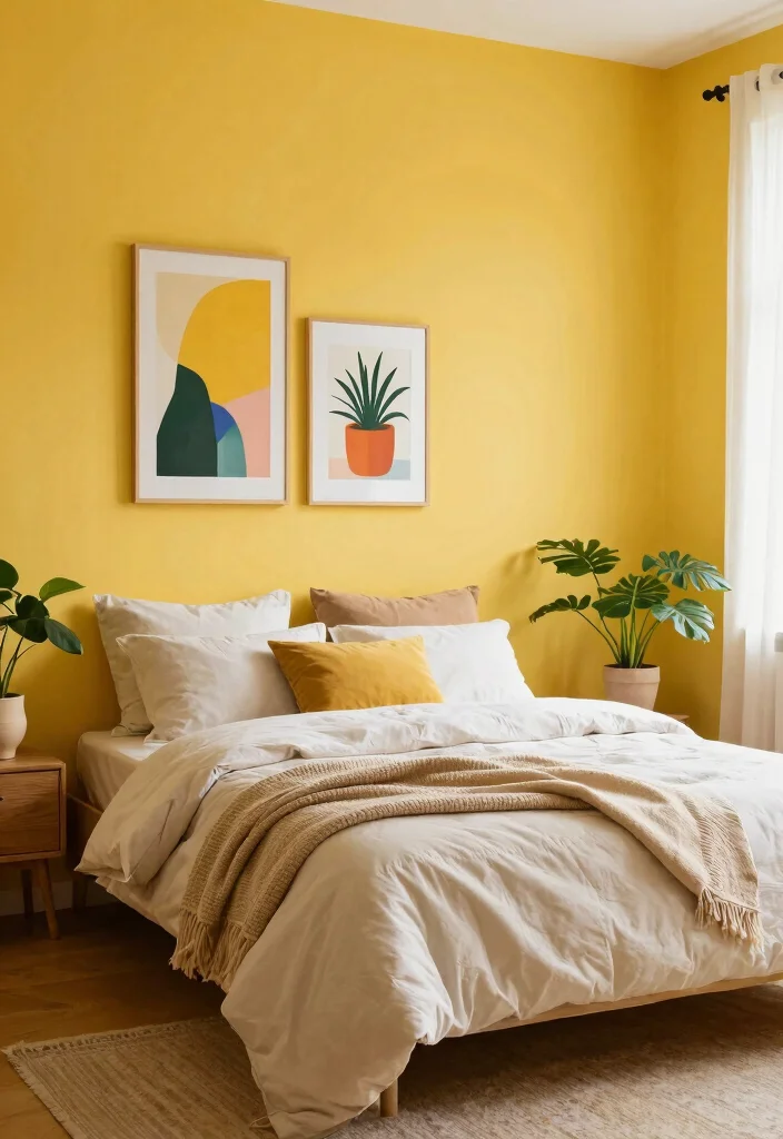14 Bedroom Wall Color Paint Ideas to Set the Mood 14. Golden Yellow for Cheerfulness 0