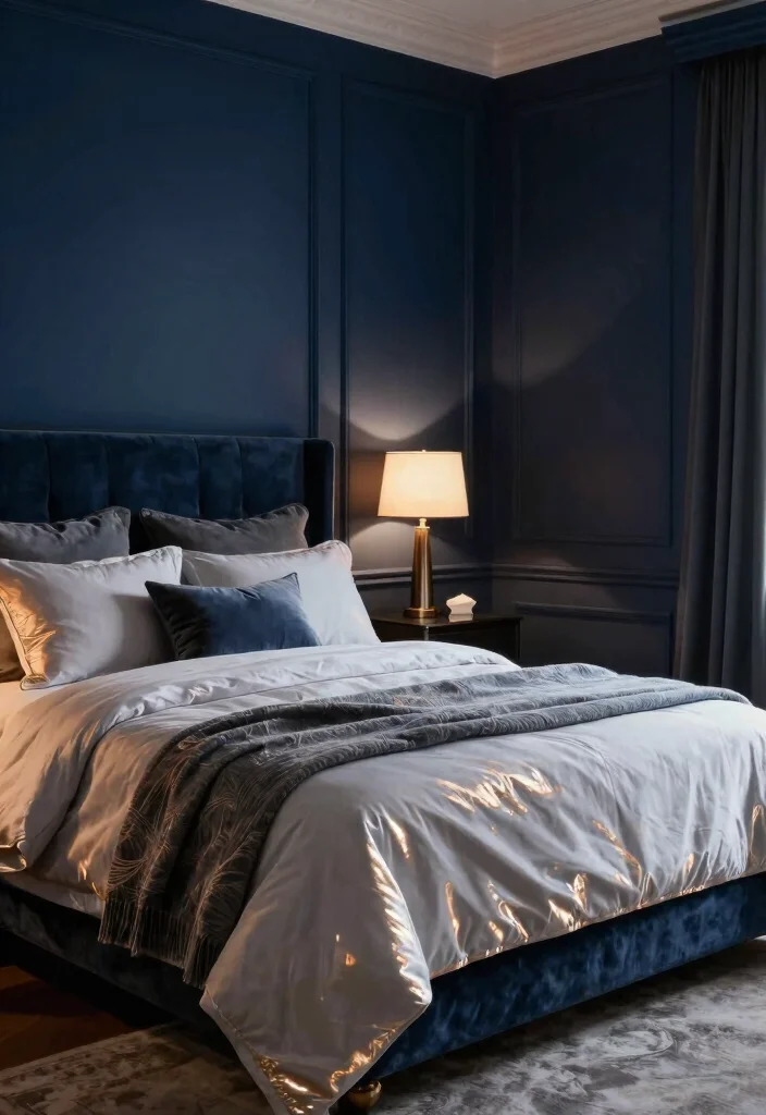 14 Bedroom Wall Paint Color Ideas for Modern Homes 52 14 Bedroom Wall Paint Color Ideas for Modern Homes 12. Elegant Midnight Blue 0