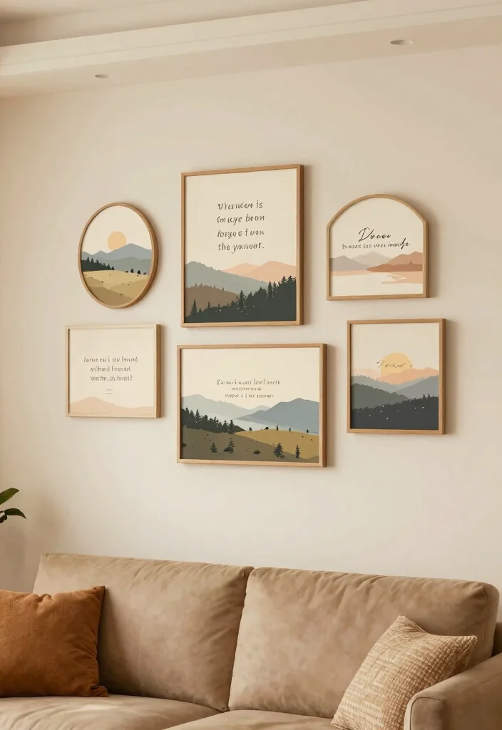 14 Cozy Living Room Decor Ideas for Everyday Comfort 14. Comforting Wall Art 0