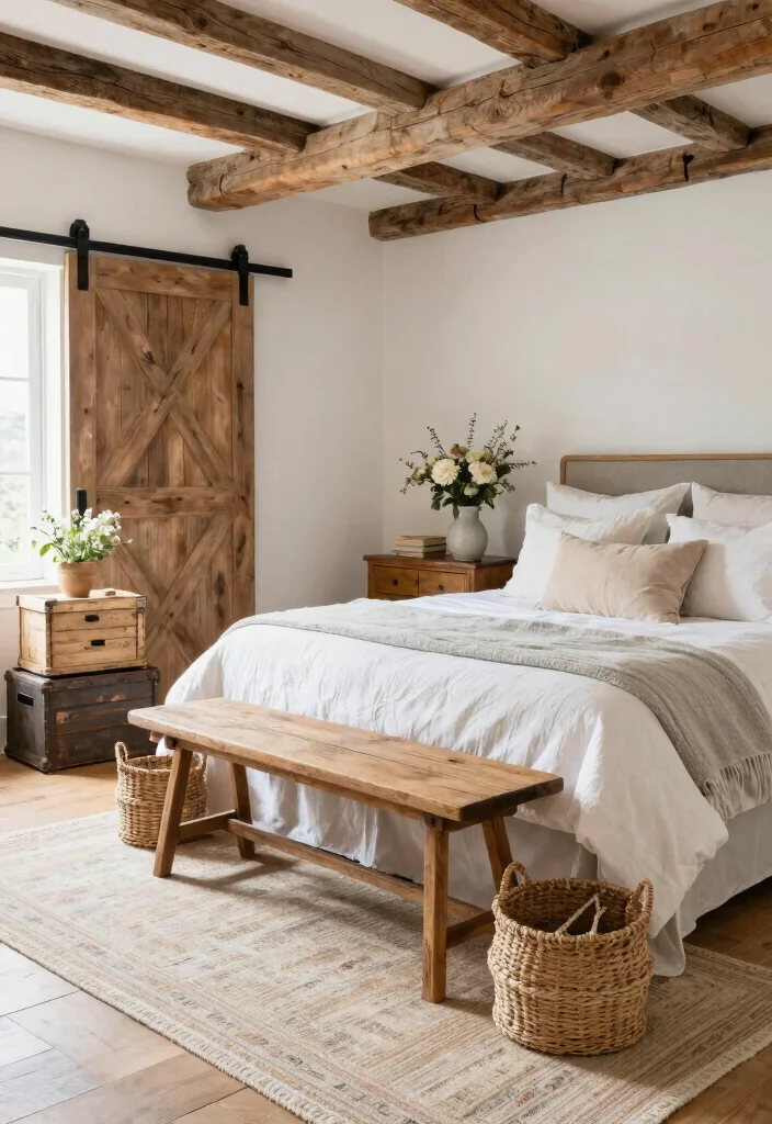 14 French Country Bedroom Ideas with Soft Romantic Style 6. Farmhouse Style Details 0