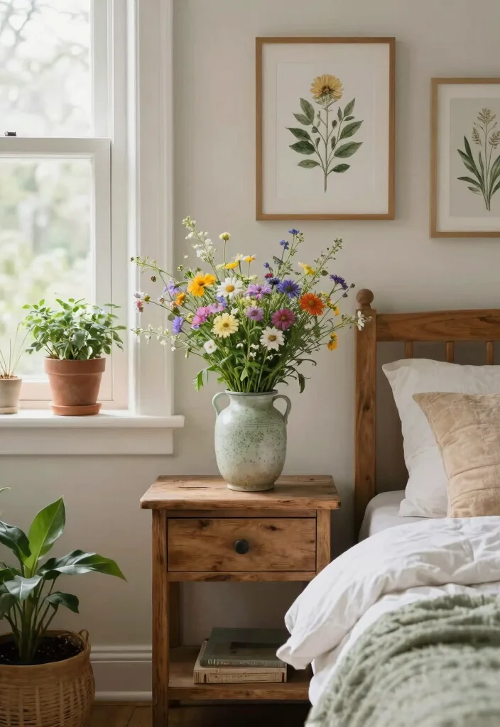 14 French Country Bedroom Ideas with Soft Romantic Style 8. Nature Inspired Decor 0