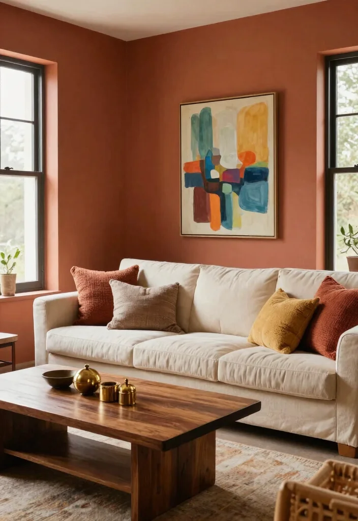 14 Indian Living Room Wall Color Ideas with Warm Tones 1. Terracotta Dream 0