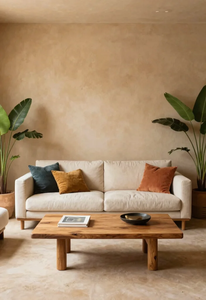 14 Indian Living Room Wall Color Ideas with Warm Tones 13. Earthy Sand 0