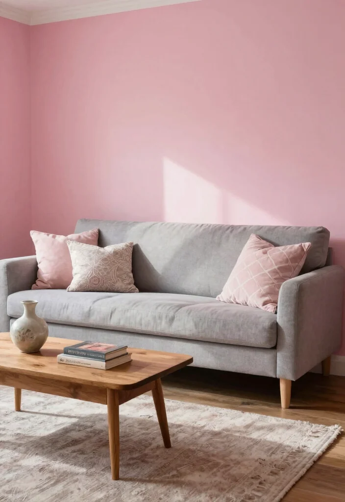 14 Indian Living Room Wall Color Ideas with Warm Tones 14. Faded Pink 0