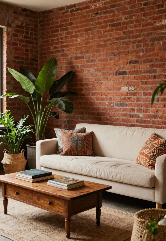 14 Indian Living Room Wall Color Ideas with Warm Tones 8. Rustic Brick Red 0