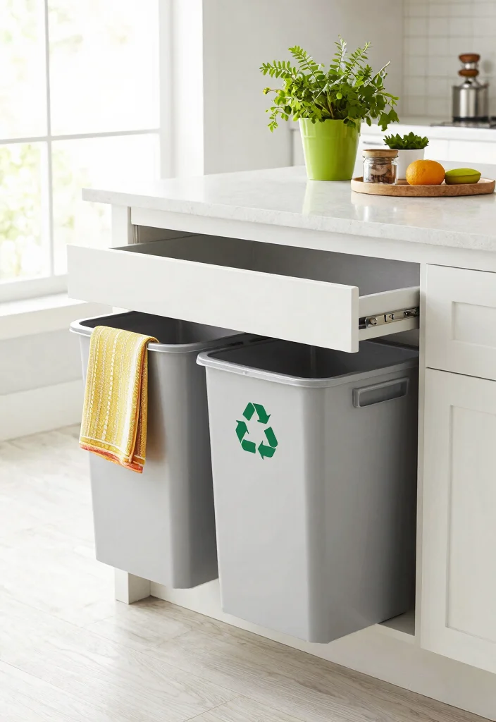 14 Kitchen Island Storage Layout Ideas for Better Function 5. Integrated Trash Bins 0