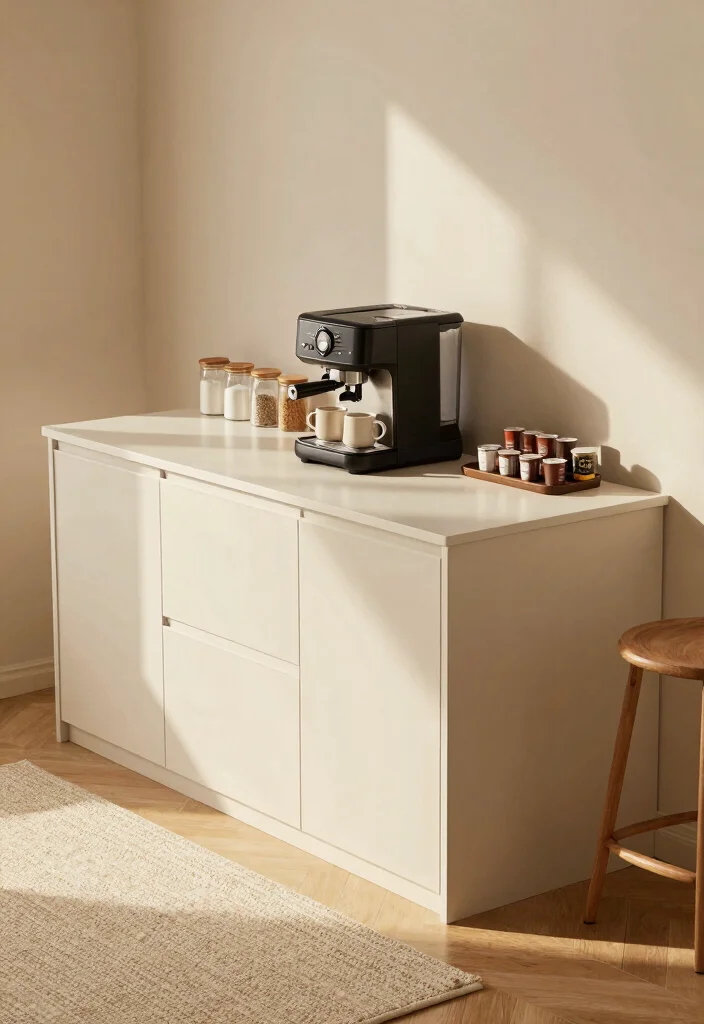 14 Kitchen Island Storage Layout Ideas for Better Function 8. Built In Coffee Station 0