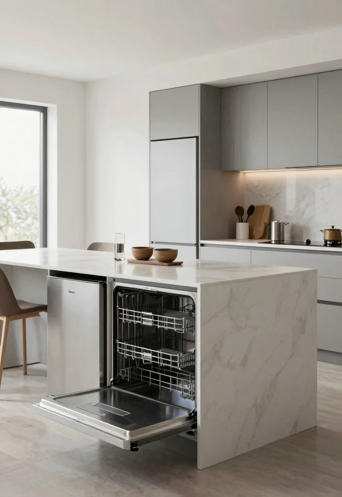 14 Kitchen Peninsula Ideas with Seating for Small Spaces 10. Integrated Appliance Peninsula 0