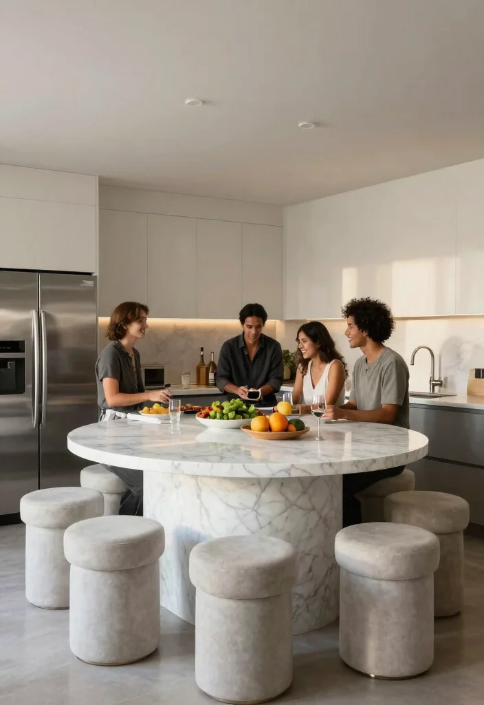 14 Kitchen Peninsula Ideas with Seating for Small Spaces 5. Circular Peninsula for Unique Design 0