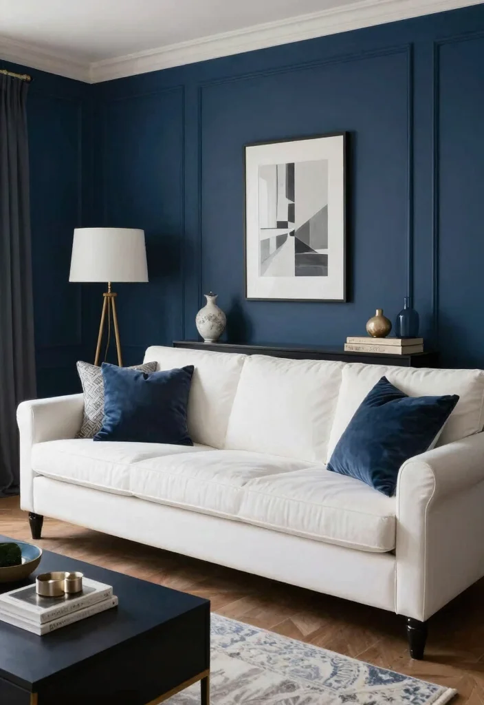 14 Living Room Paint Color Ideas to Refresh the Space 42 14 Living Room Paint Color Ideas to Refresh the Space 12. Classic Navy Blue 0