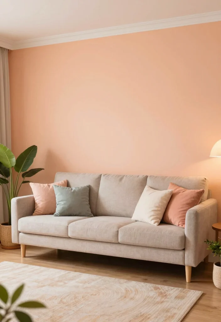 14 Living Room Paint Color Ideas to Refresh the Space 53 14 Living Room Paint Color Ideas to Refresh the Space 13. Gentle Peach 0