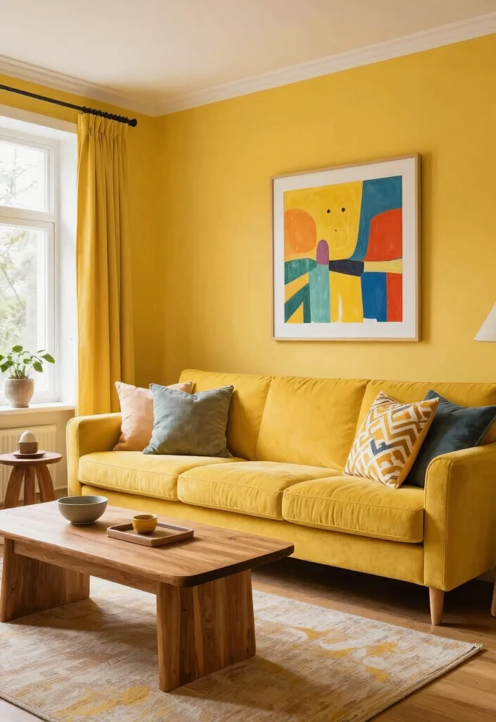 14 Living Room Paint Color Ideas to Refresh the Space 25 14 Living Room Paint Color Ideas to Refresh the Space 5. Cheerful Mustard Yellow 0