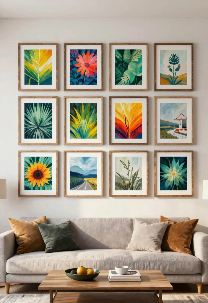 14 Living Room Wall Accent Ideas for Visual Interest 13. Sustainable Framed Art 0