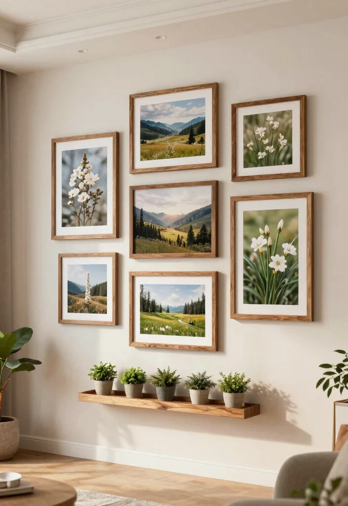 14 Living Room Wall Accent Ideas for Visual Interest 4. Gallery Wall of Nature Photography 0