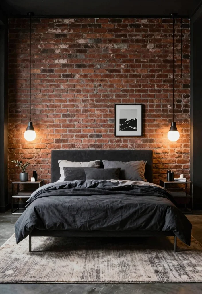 14 Luxury Dark Bedroom Ideas with a Rich Cozy Mood 12. Urban Chic with Dark Accents 0