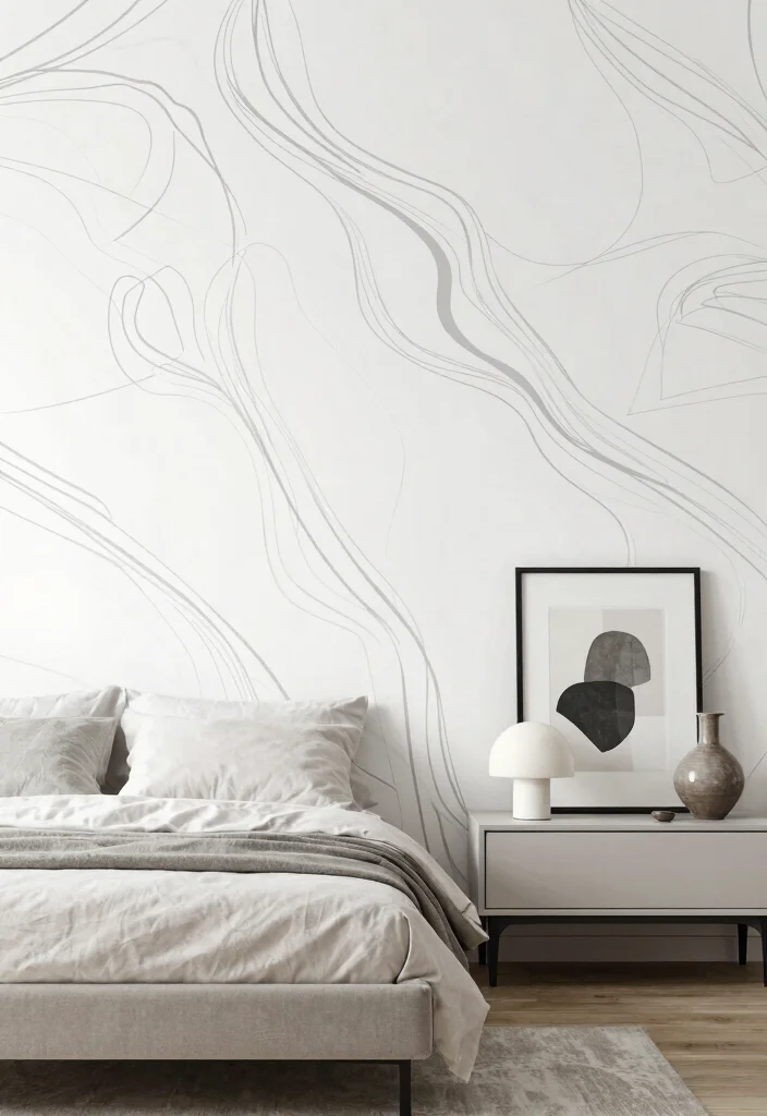 14 Master Bedroom Wallpaper Ideas with Elegant Impact 59 14 Master Bedroom Wallpaper Ideas with Elegant Impact 9. Minimalist Line Art 0