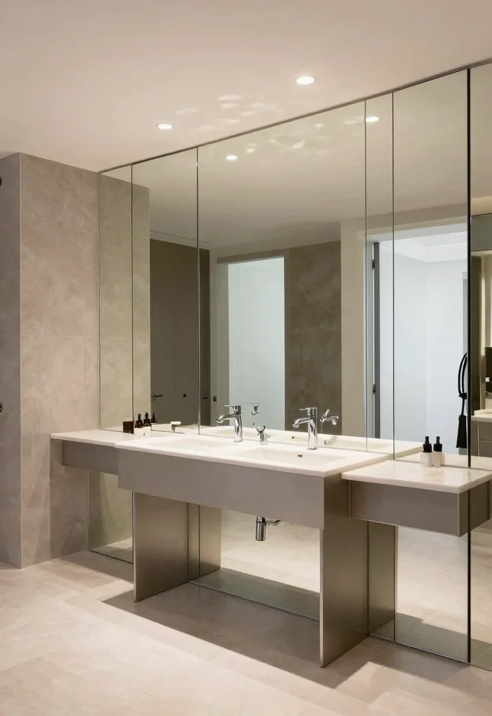 14 Modern Bathroom Wainscoting Ideas for Added Texture 12. Mirror Wainscoting for an Illusion of Space 0