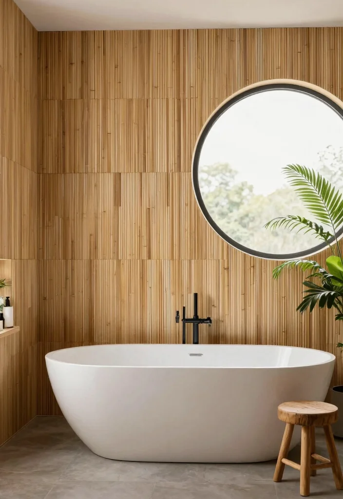 14 Modern Bathroom Wainscoting Ideas for Added Texture 5. Nature Inspired Textured Wall Panels 0