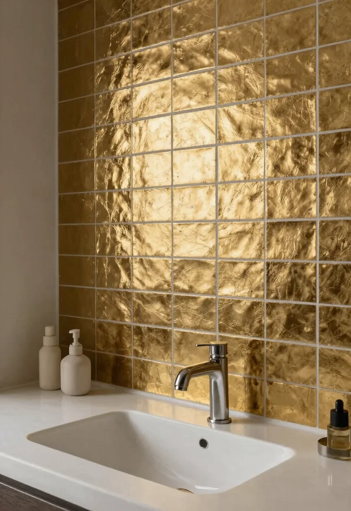 14 Modern Bathroom Wall Tile Ideas for a Sleek Contemporary Look 51 14 Modern Bathroom Wall Tile Ideas for a Sleek Contemporary Look 11. Metallic Tiles 0