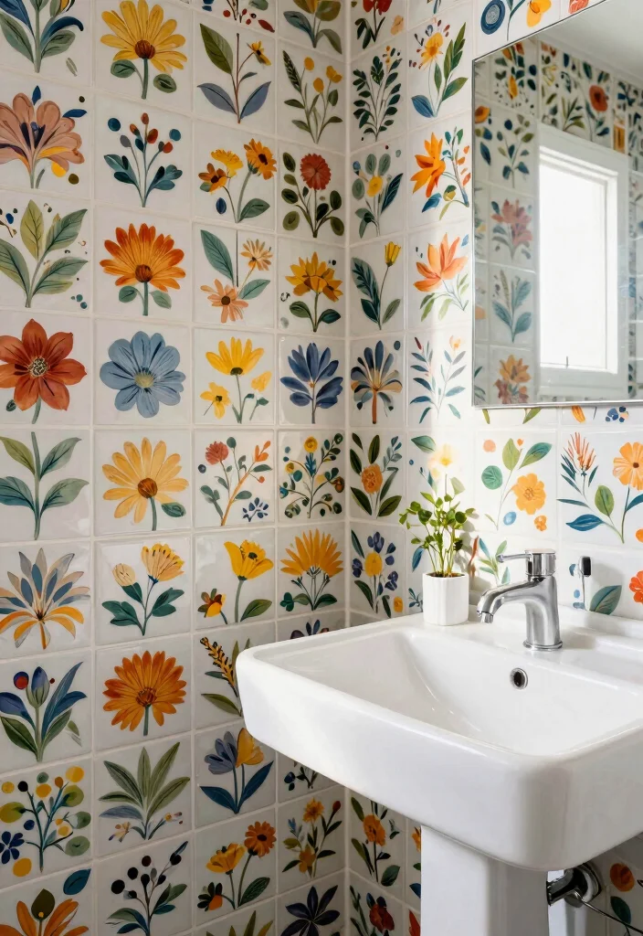14 Modern Bathroom Wall Tile Ideas for a Sleek Contemporary Look 62 14 Modern Bathroom Wall Tile Ideas for a Sleek Contemporary Look 12. Floral Tiles 0