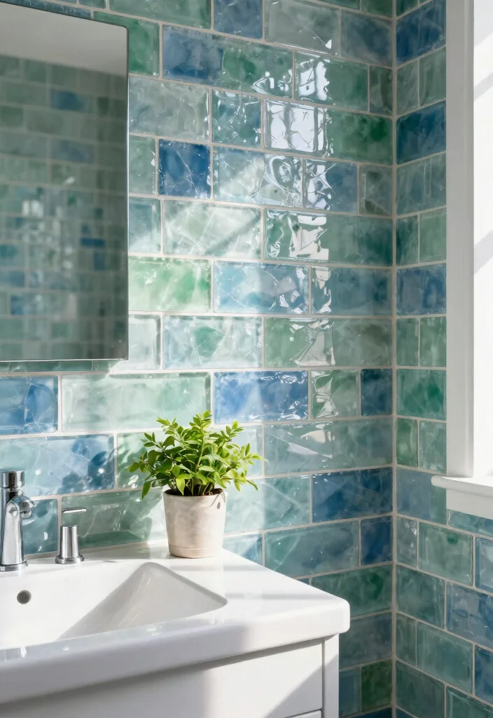 14 Modern Bathroom Wall Tile Ideas for a Sleek Contemporary Look 14 14 Modern Bathroom Wall Tile Ideas for a Sleek Contemporary Look 4. Eco Friendly Glass Tiles 0