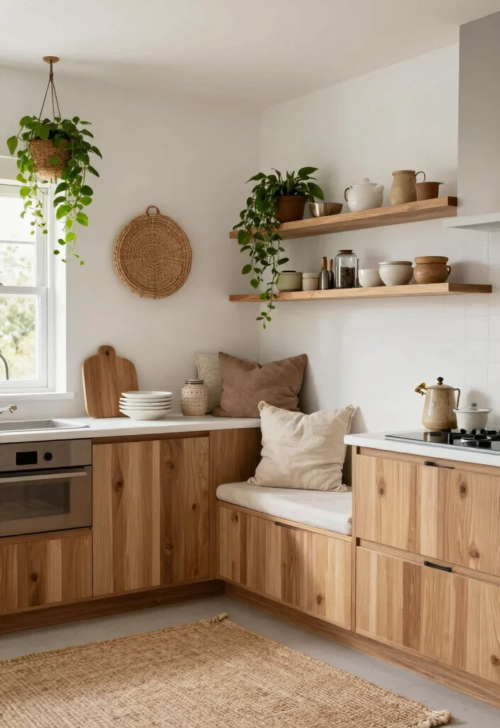 14 Modern Boho Kitchen Ideas with Soft Texture 1 14 Modern Boho Kitchen Ideas with Soft Texture 1. Natural Wood Elements 0