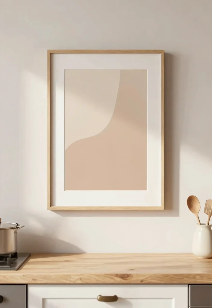 14 Modern Kitchen Counter Decor Ideas with Minimal Style 63 14 Modern Kitchen Counter Decor Ideas with Minimal Style 13. Hang a Simple Wall Art 0