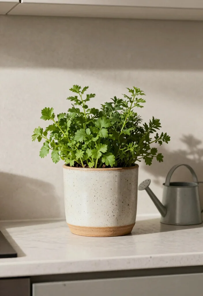 14 Modern Kitchen Counter Decor Ideas with Minimal Style 48 14 Modern Kitchen Counter Decor Ideas with Minimal Style 8. Choose a Unique Pot for Herbs 0