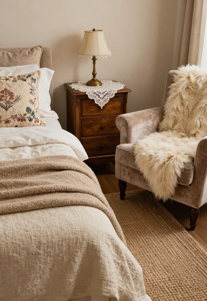 14 Romantic Vintage Bedroom Ideas with Old World Charm 3 14 Romantic Vintage Bedroom Ideas with Old World Charm 3. Layering Textures 0