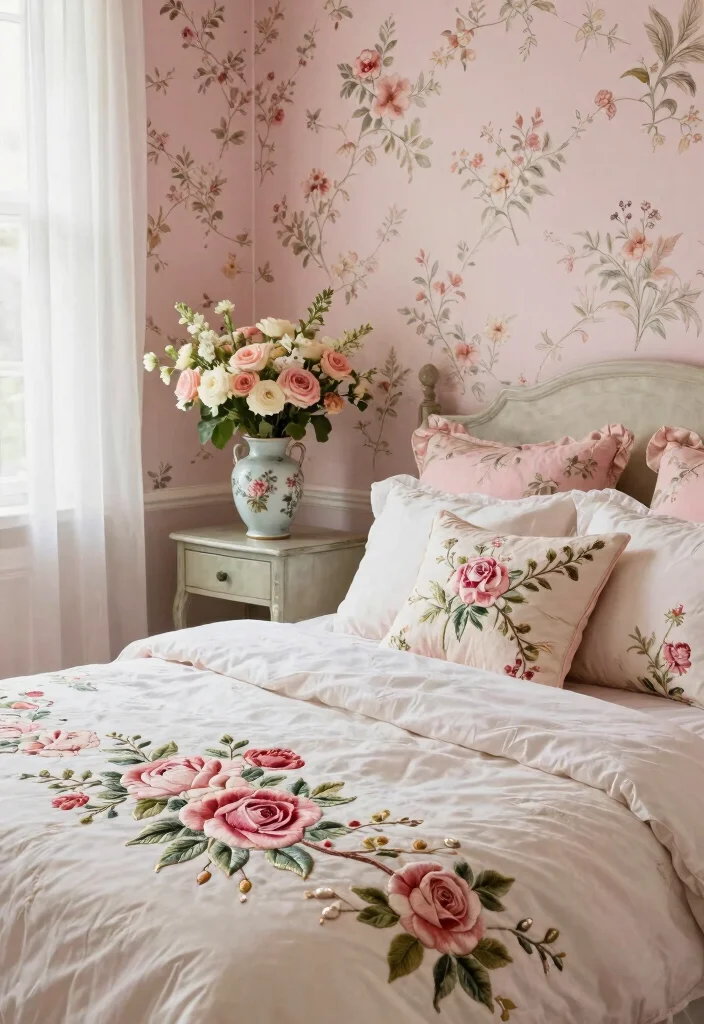 14 Romantic Vintage Bedroom Ideas with Old World Charm 16 14 Romantic Vintage Bedroom Ideas with Old World Charm 6. Floral Motifs 0