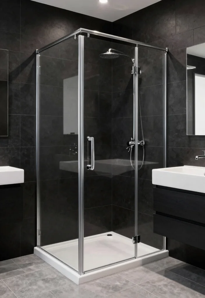 14 Small Bathroom Walk In Shower Ideas That Save Space 2. Monochrome Magic 0