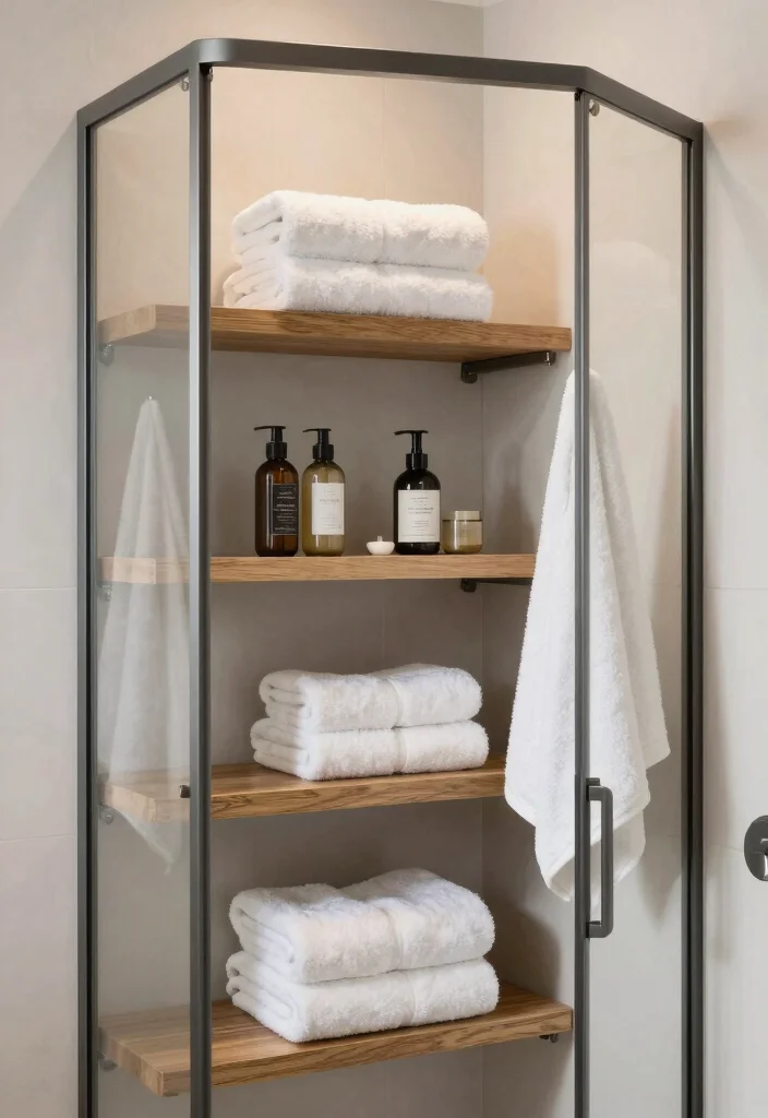 14 Small Bathroom Walk In Shower Ideas That Save Space 8. Open Shelving for Spa Like Vibes 0