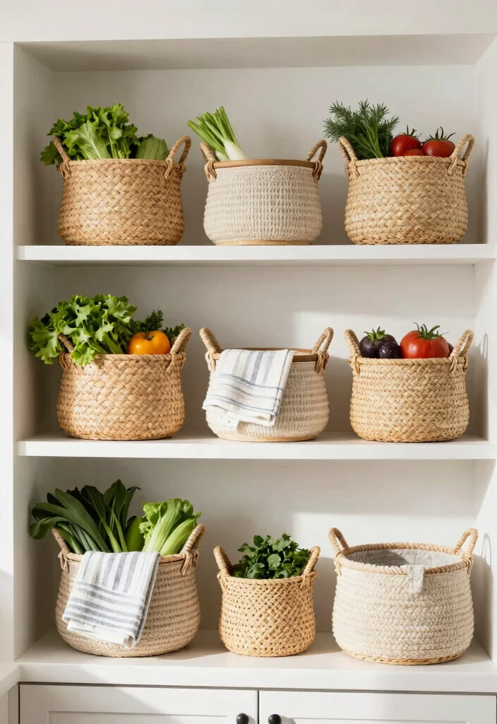 14 Small Space Kitchen Decor Ideas That Feel Open 12. Use Decorative Baskets 0