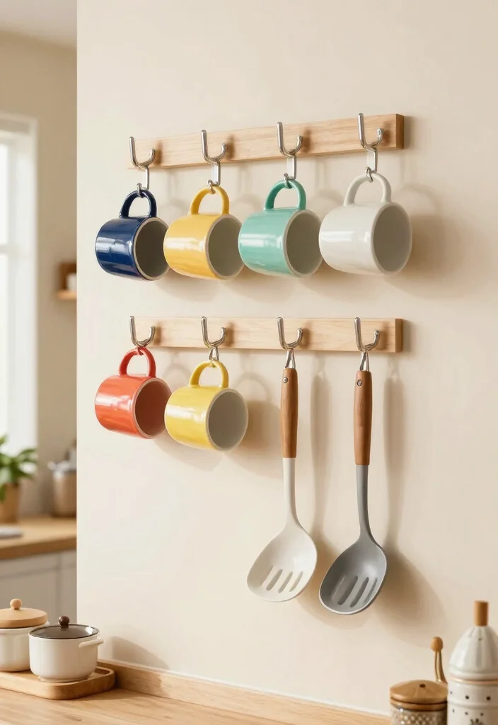 14 Small Space Kitchen Decor Ideas That Feel Open 8. Implement Stylish Hooks 0