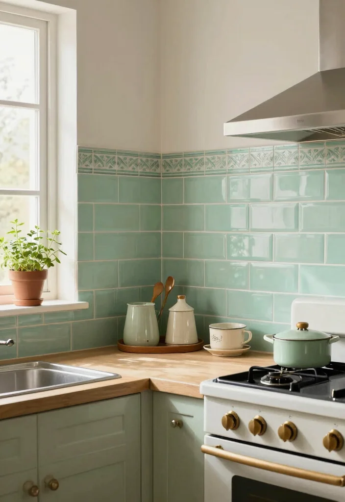 14 Subway Tile Kitchen Backsplash Ideas That Stay Timeless 3. Vintage Inspired Glossy Tiles 0