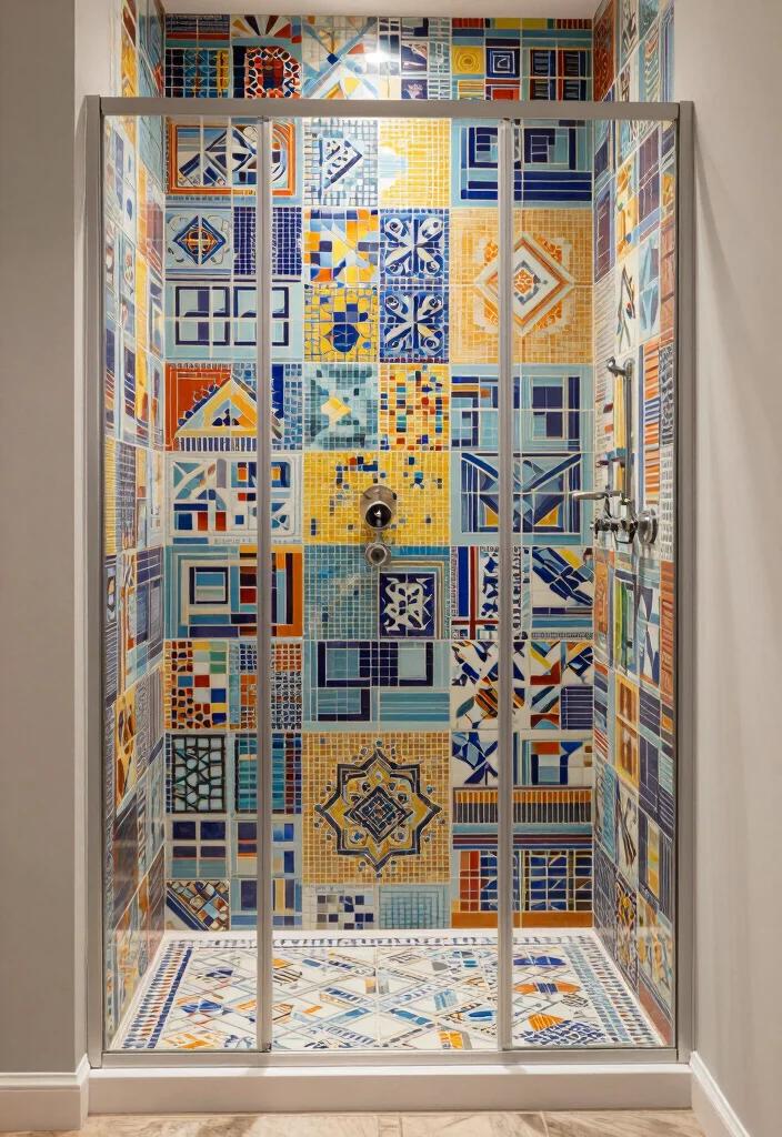 14 Walk In Shower Bathroom Ideas for a Modern Layout 27 14 Walk In Shower Bathroom Ideas for a Modern Layout 7. Unique Tile Patterns 0