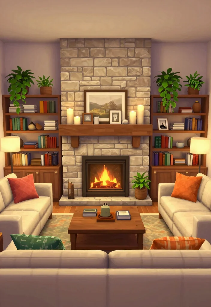 9 Bloxburg Big Living Room Ideas for Large Builds 2. Grand Fireplaces as Focal Points 0