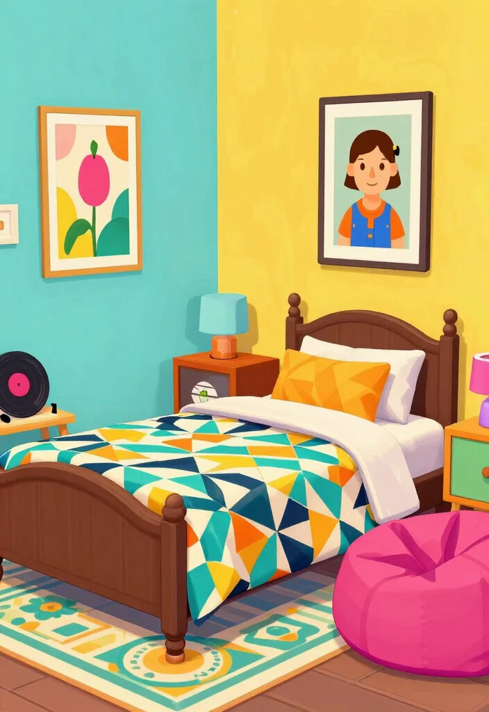 9 Cute Bloxburg Bedroom Ideas with Cozy Style 49 9 Cute Bloxburg Bedroom Ideas with Cozy Style 9. Colorful Retro Throwback 0